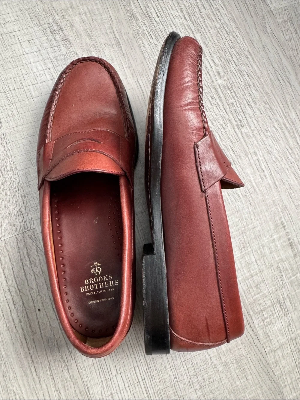 Brooks Brothers Men's Rust Brown Leather Penny Loafers